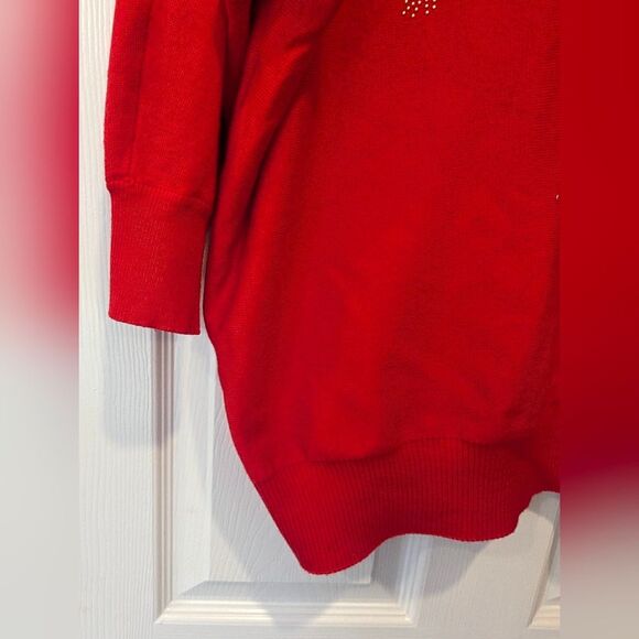 a love story red sweater Soft Cozy Floral Leaf Studs Design Plus 2X Lagenlook - Picture 4 of 6